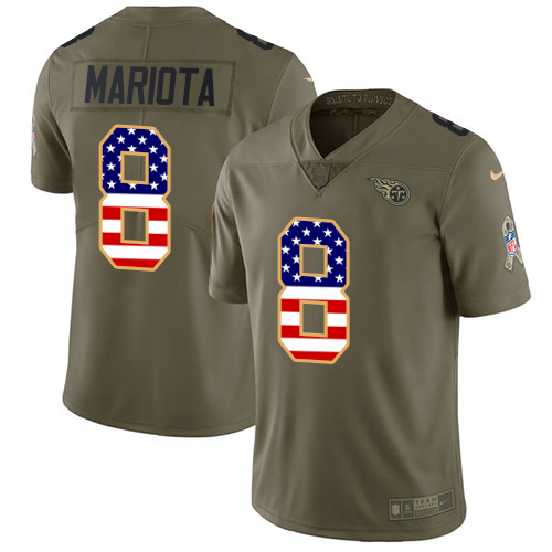 Nike Titans #8 Marcus Mariota Olive/USA Flag Men's Stitched NFL Limited Salute To Service Jersey